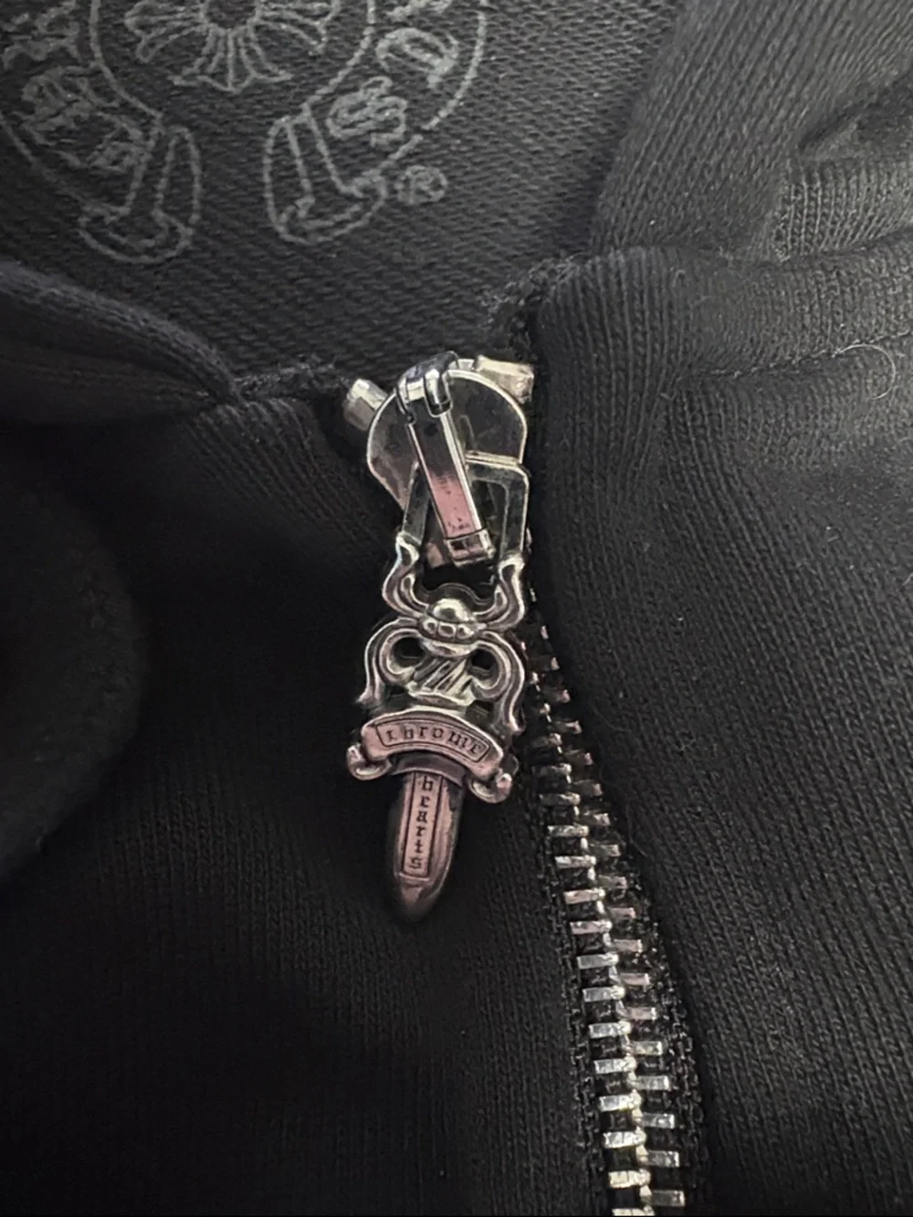 Chrome Hearts Black Hoodie with White Sleeve Prints - Picture 4 of 8